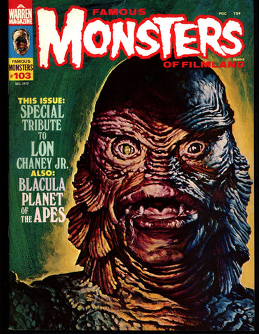 FAMOUS MONSTERS 103 Lon Chaney Planet of the Apes BLACULA Frankenstein Dracula Bela Lugosi Boris Karloff Hammer Universal Studios