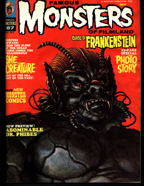 FAMOUS MONSTERS 87 Dr Phibes She Creature Frankenstein Dracula Bela Lugosi Boris Karloff Hammer Universal Studios Monsters