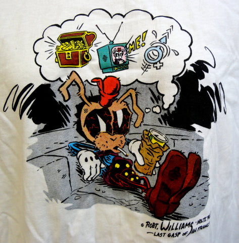 COOCHY COOTY 1987 Robert Robt. Williams DEADSTOCK Nolte Productions Last Gasp Underground Comix Super Cult Hero Extra Large Tshirt