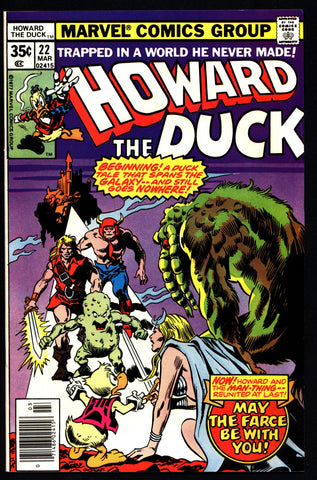 Marvel Comics HOWARD the DUCK 22 Star Wars Parody Man-Thing Steve Gerber Gene Colan Existential Anthropomorphic Funny Animal Social Satire
