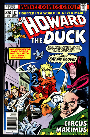 Marvel Comics HOWARD the DUCK 27 RINGMASTER Steve Gerber Gene Colan Existential Anthropomorphic Funny Animal Social Satire