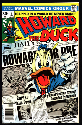 Marvel Comics 1978 HOWARD the DUCK #8 PRESIDENT Steve Gerber Gene Colan Existential Anthropomorphic Funny Animal Comic Book Social Satire