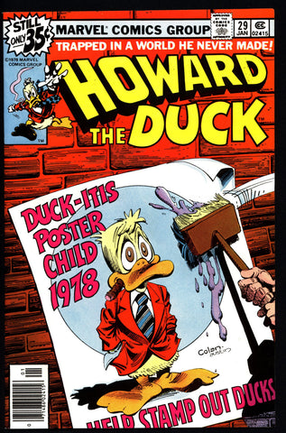 Marvel Comics HOWARD the DUCK 29 DUCKITIS Steve Gerber Carmine Infantino Existential Anthropomorphic Funny Animal Social Satire