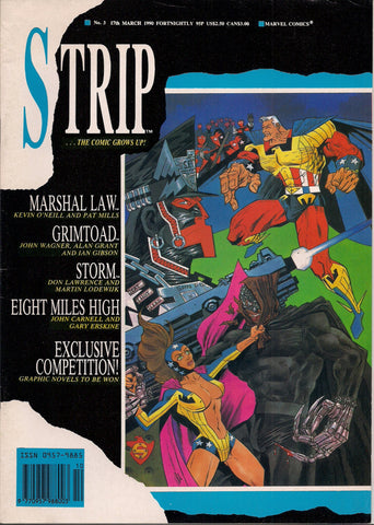 Marvel Comics UK STRIP Comics Magazine #3 Marshall Law Pat Mills Kev O'Neill 2000 AD Genghis GrimToad Alan Grant John Wagner Storm Erskine