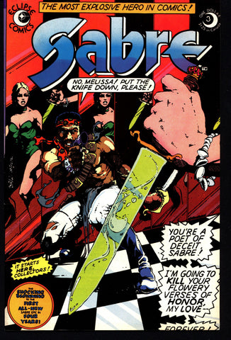eclipse comics SABRE#3 PAUL GULACY Don McGregor Dystopian Science Fiction Swashbuckler Mature Content