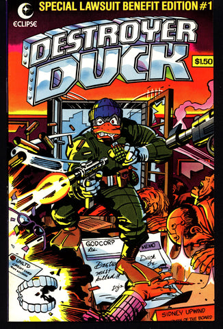 eclipse comics DESTROYER DUCK #1 Steve Gerber Jack KIRBY Anti Marvel Lawsuit Benefit 1st Mad Sergio Aragonés Groo Jerry Siegel Val Mayerik