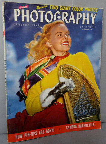 PHOTOGRAPHY Magazine Jan 1950, Winter Skiing, Candid Cameras, Daredevils, EARL MacPHERSON, Pin-Ups Swimsuits, Greta Garbo, Charlie  Chaplin, Cabinet of Dr.  Caligari