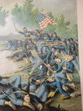 KURZ & ALLISON Original 1891 CHROMOLITHOGRAPH of the Civil War “Battle of Kenesaw Mountain” June 27th, 1864 General Sherman