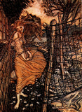 ARTHUR RACKHAM David Larkin Golden Age illustrator Lewis Carroll Nathaniel Hawthorne Brothers Grimm King Arthur Mother Goose Aesop Mermaids