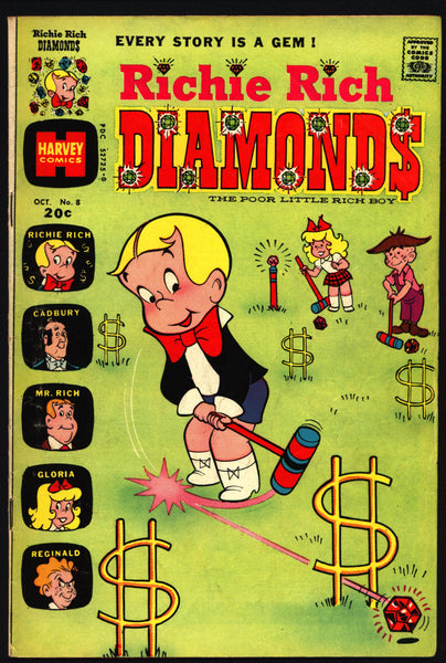 RICHIE RICH Diamonds #8 Poor Little Rich Boy 1974 Richie Rich Cadbury the butler Pee-Wee Freckles Cousin Reggie Gloria Harvey Comics