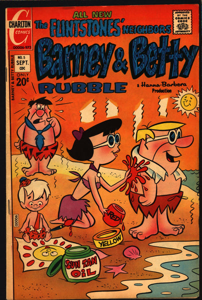 FLINTSTONES Next-Door Neighbors Barney and Betty Rubble #5 1973 Fred Wilma Pebbles & Bamm-Bamm Hanna-Barbera Charlton
