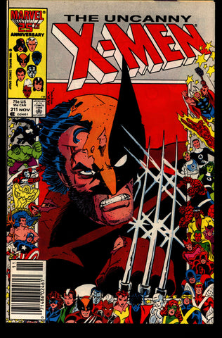 Uncanny X-MEN #211 1st Cybelle Vs Marauders Wolverine Chris Claremont John Romita Jr. Rogue Storm Jean Gray Newstand