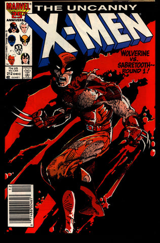 Uncanny X-MEN #212 Versus Sabretooth Wolverine Chris Claremont Rick Leonardi Rogue Storm Jean Gray Newstand