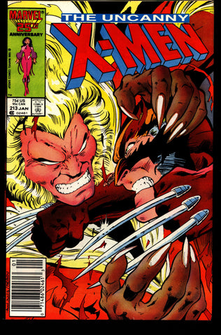 Uncanny X-MEN #213 Versus Sabretooth Wolverine Chris Claremont Rick Leonardi Rogue Storm Jean Gray Newstand