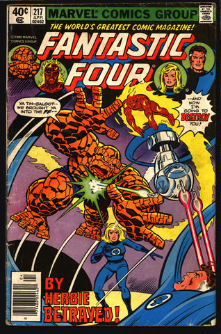 FANTASTIC FOUR 4 #217 Death of HERBIE Bill Mantlo John Byrne Mr. Sue Storm Invisible Girl  Johnny Storm Human Torch Ben Grimm Thing
