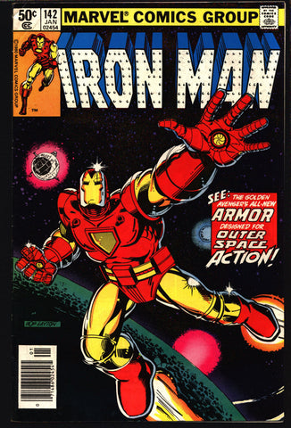 IRON MAN #142 David Michelinie, Bob Layton John Romita Jr. 1st Appearance of Space Armor Roxxon Oil, Sen. Mountebank, Mike Trudeau AVENGERS