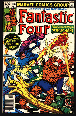 FANTASTIC FOUR 4 #218 Frightful Four SpiderMan Bill Mantlo John Byrne Mr. Sue Storm Invisible Girl  Johnny Storm Human Torch Ben Grimm Thing