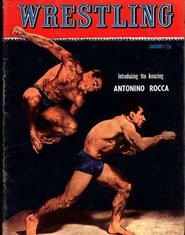 WRESTLING #1 First Magazine? Jan. '51 Gorgeous George, Antonino Rocca, Nell Stewart, Mildred Burke, Walter Podolak "The Golden Superman"