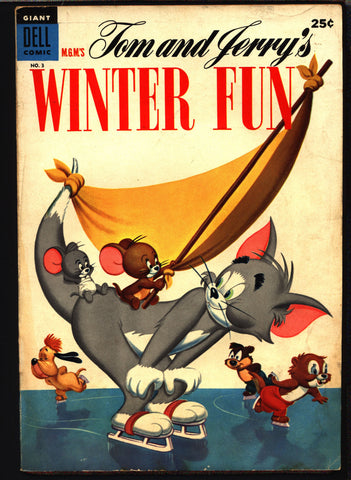 TOM and JERRY Winter Fun #3 1954 Dell Giant Comics, Hanna Barbera, Cartoons, Droopy, Barney Bear,