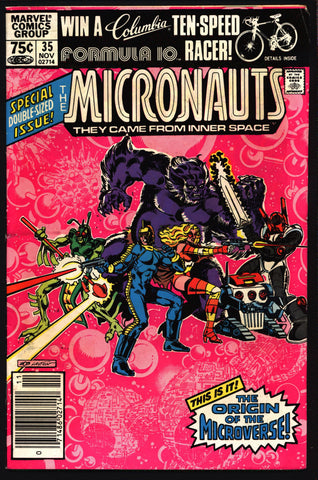 MICRONAUTS #35 Special Giant Double Size Microverse Issue, Bill Mantlo, Val Mayerik, Baron Karza, Comic based on MEGO Mecha Action Figures,