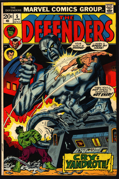 DEFENDERS #5 Steve Englehart,Sal Buscema, Death of Omegatron, Yandroth, Valkyrie,Doctor Strange,Namor, Sub-Mariner,Hulk,