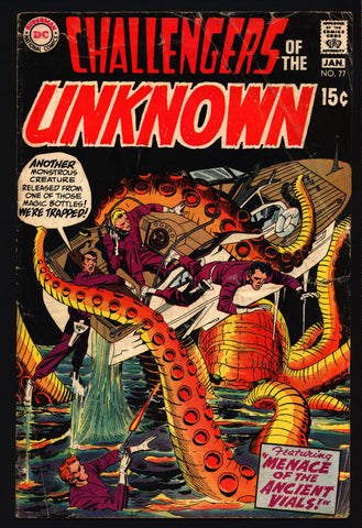 Challengers of the Unknown #77, Jack Kirby,DC Comics, Ace Morgan, Rocky Davis, Red Ryan, Professor Hale, VG