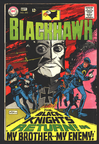 BLACKHAWK #242, Black Mask, Back to Golden Age costumes, Bob Haney,Marv Wolfman,Pat Boyette, Mercenaries,Military,Soldier of Fortune, War