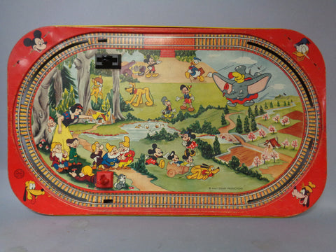 Gorgeous Vivid 1958 DISNEYLAND Express Train Tin Litho- All Metal LAYOUT Only by MARX Walt Disney Productions Mickey Mouse Club