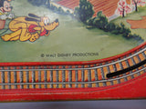 Gorgeous Vivid 1958 DISNEYLAND Express Train Tin Litho- All Metal LAYOUT Only by MARX Walt Disney Productions Mickey Mouse Club