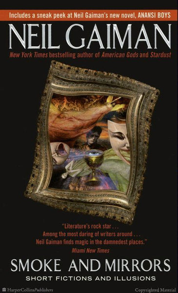 NEIL GAIMAN,Smoke and Mirrors,Short Fictions and Illusions, paperback,novel,FANATSY,Science fiction,magic,supernatural,spooky,adventure